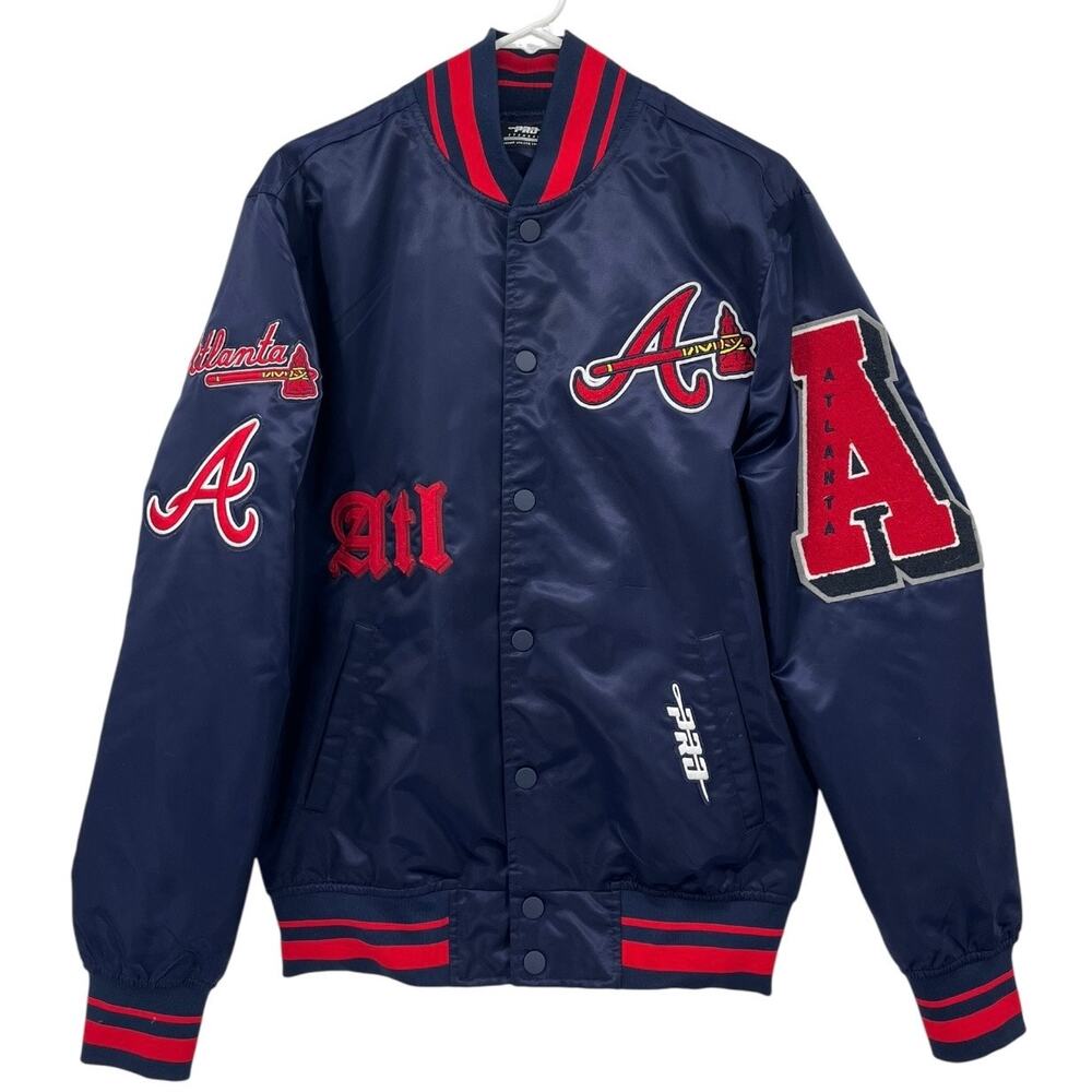 Pro Standard MLB Atlanta Braves Old English Rib Satin Varsity Jacket Men's Small